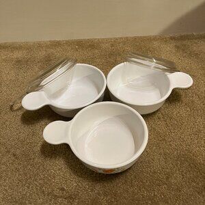 Lot of 3 CorningWare grab-it dishes with 2 lids